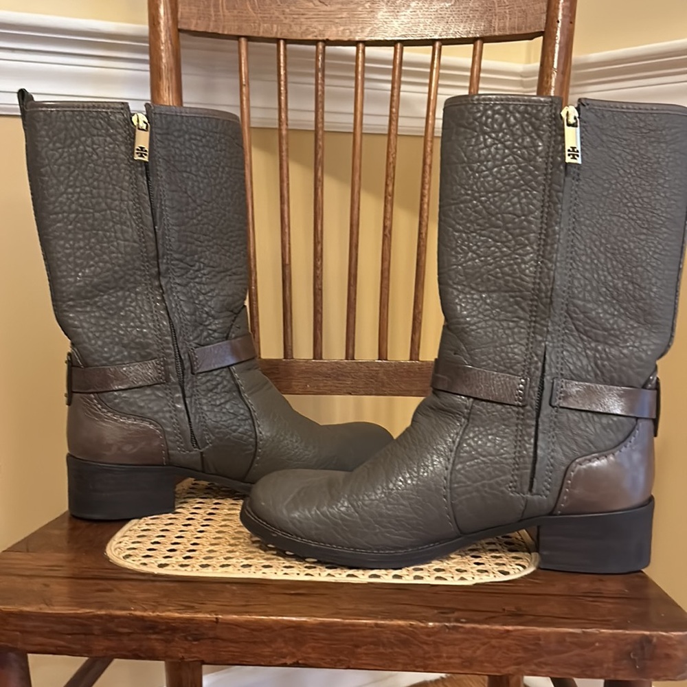 Tory Burch Brown Leather Boots, Size 8 1/2 M - Picture 2 of 13